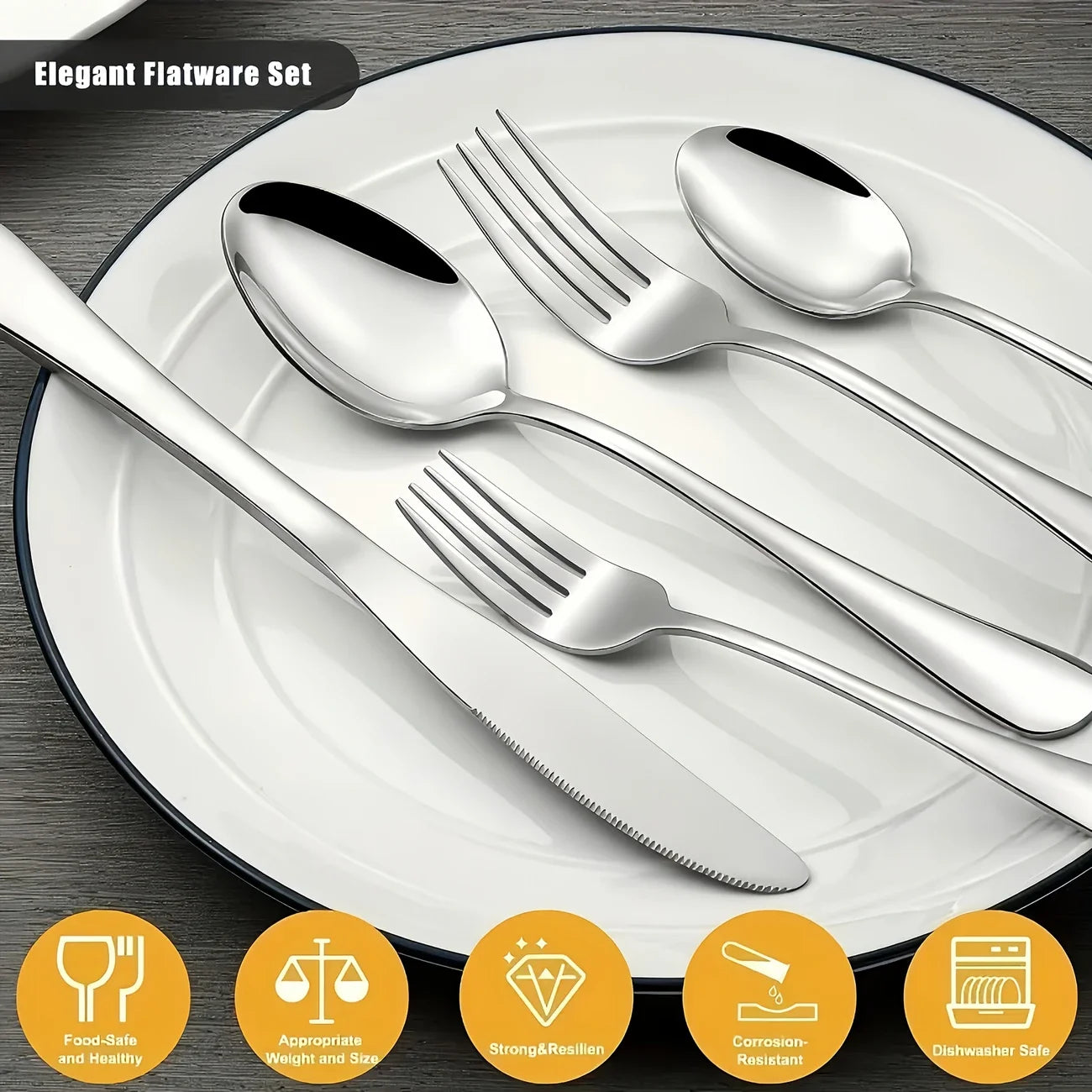 Stainless Steel Silverware Set 60 20Piece UltraDurablePremium Dishwasher Safe Rustproof