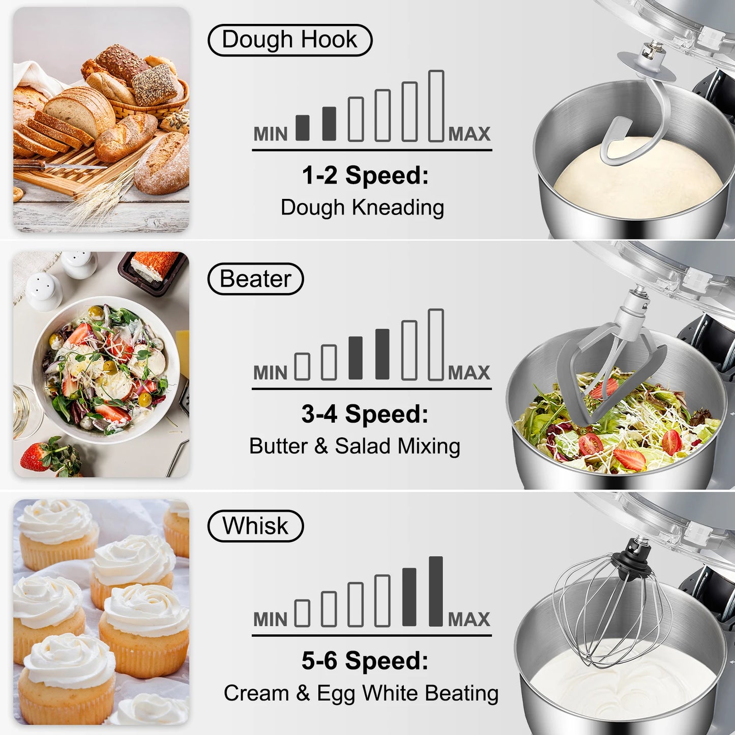 VEVOR Electric Stand Mixer 6 Speed LCD Panel Stainless