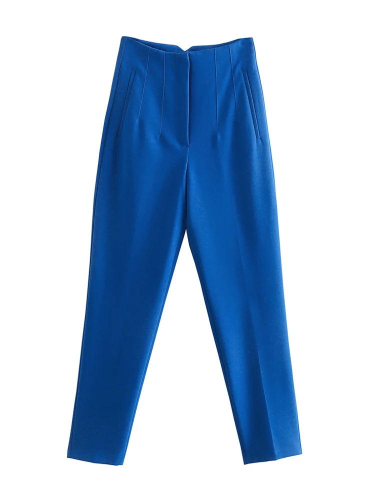 TRZA Women Office Wear Pants With Seam Detail High Waist