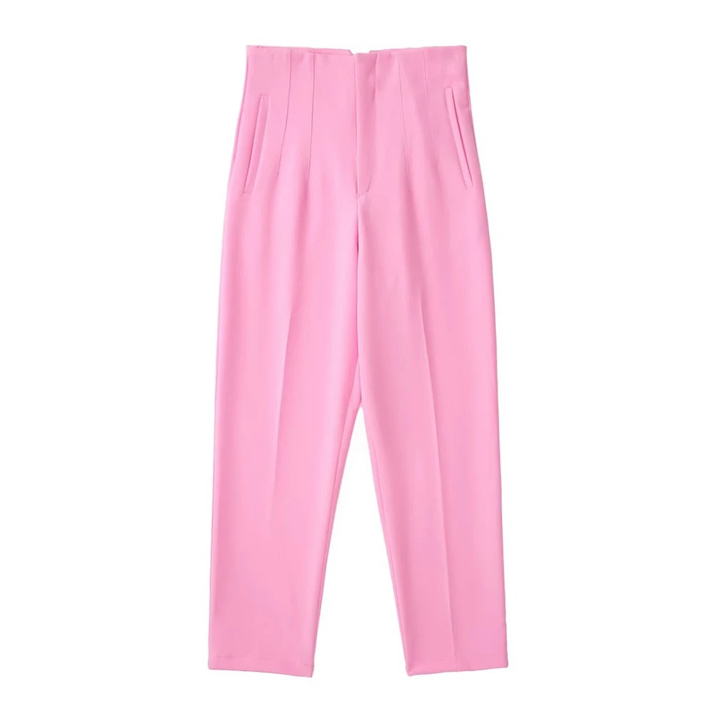 TRZA Women Office Wear Pants With Seam Detail High Waist