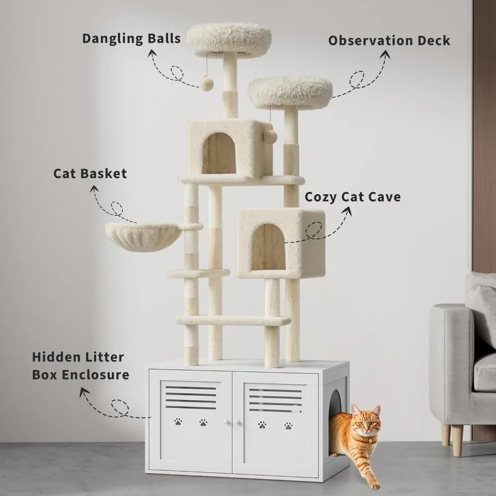 Hign-concerned Chemical Tall Cat Tree Litter Box Enclosure