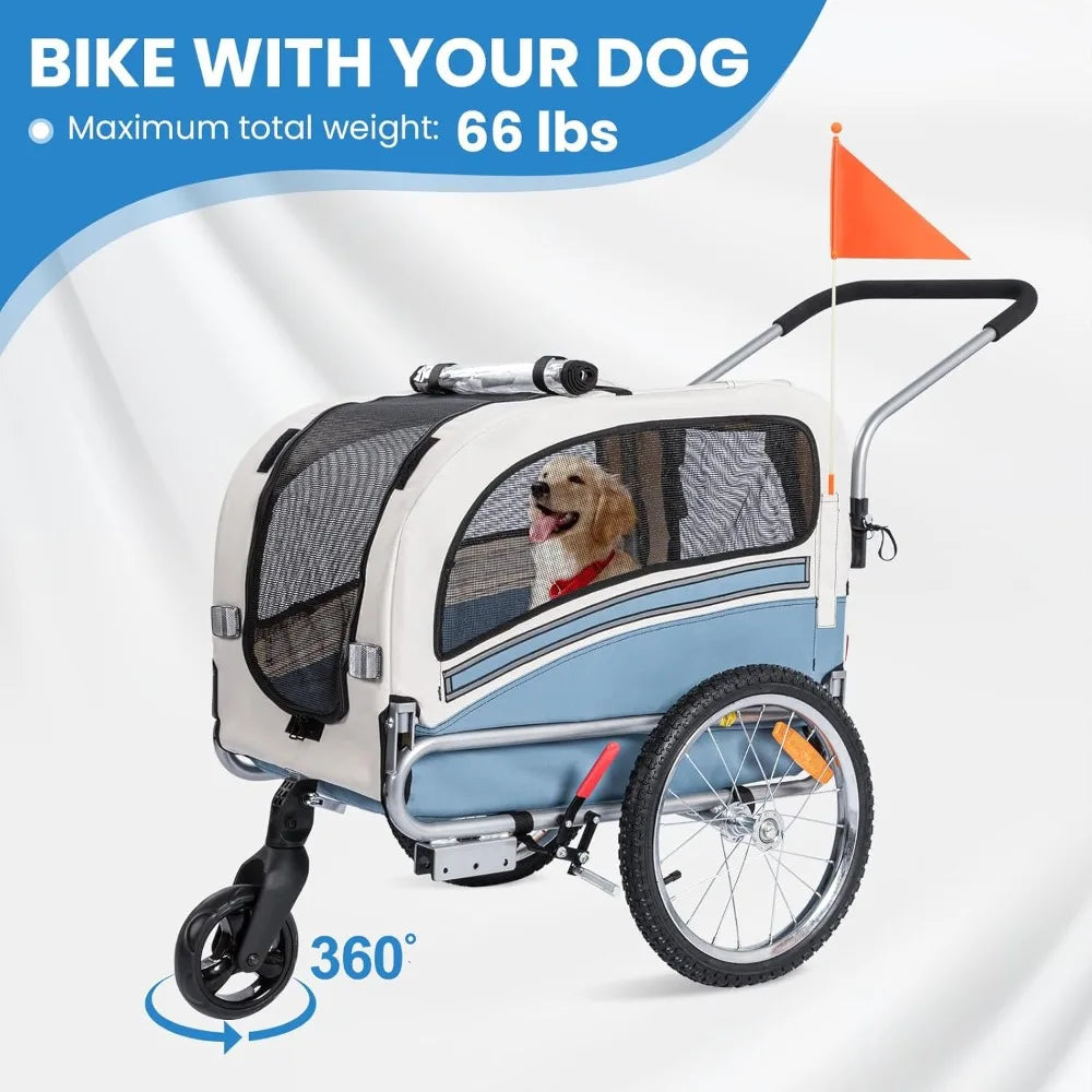 2 in 1 Pet Bicycle Trailer and Stroller Carrier for Pets