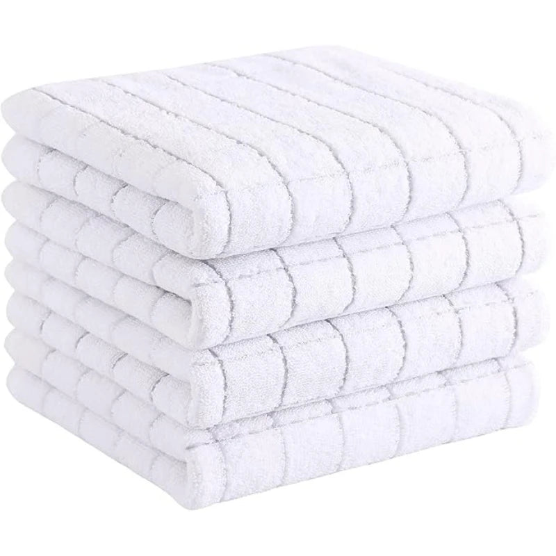 Zhejiang Terry Kitchen Towels 4 Pack, Vintage Checkered Design, Super Absorbent Cloths For Kitchen Countertop Cleaning