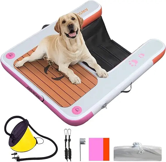 Inflatable Dog Dock Ramp 200 Lbs Load Bearing Water Safety