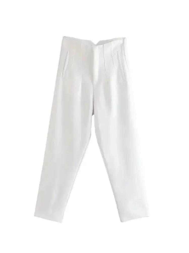 TRZA Women Office Wear Pants With Seam Detail High Waist