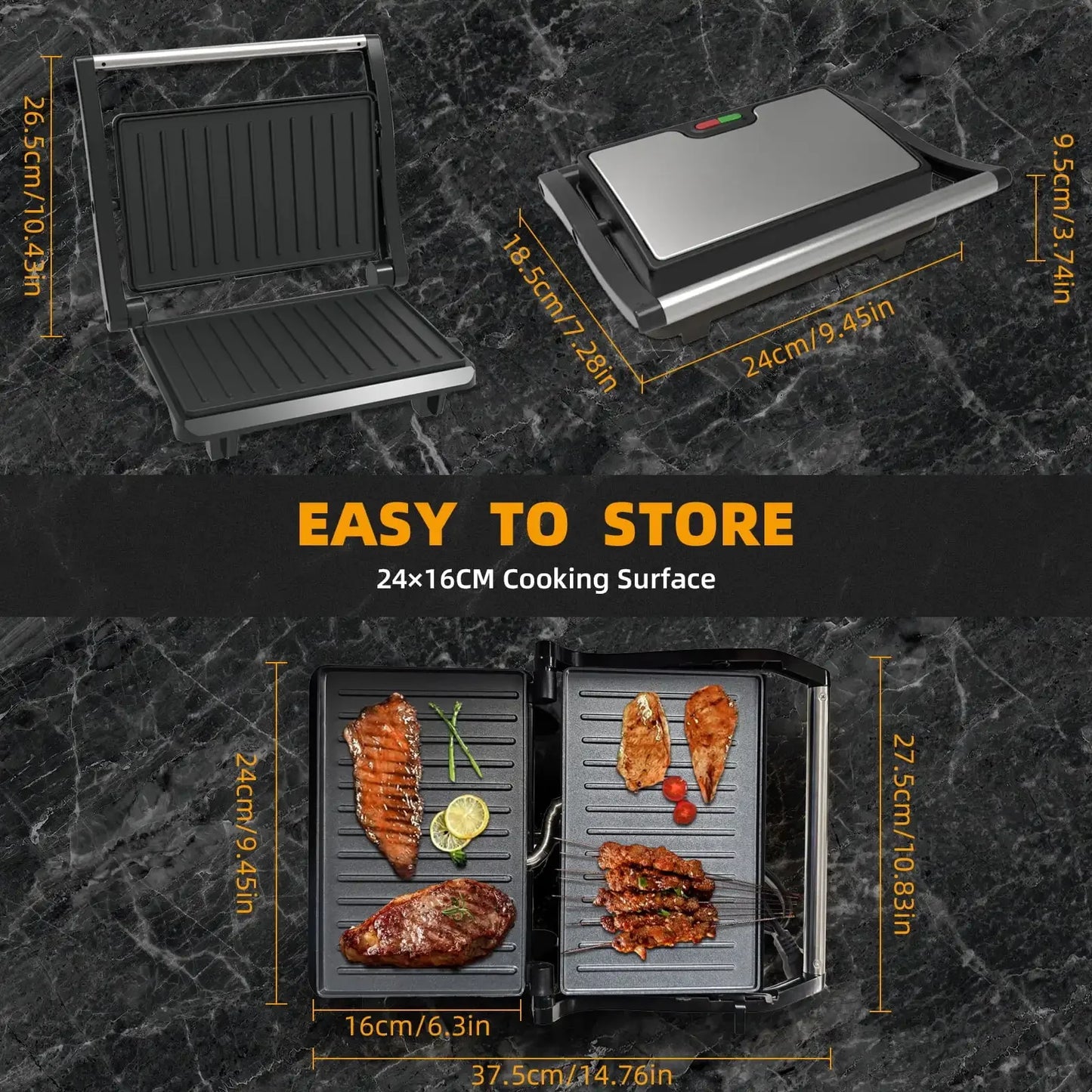 SZRSTTH Panini Press Grill Nonstick Plates Indoor Electric