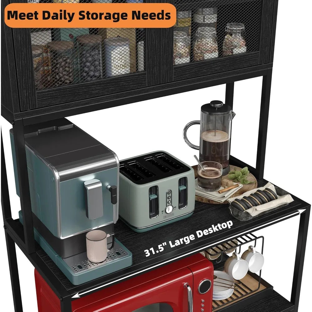 6 Tier Kitchen Bakers Rack With Power Outlet Shelves