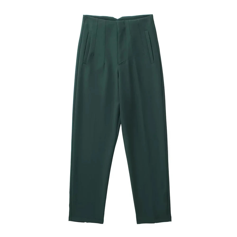 TRZA Women Office Wear Pants With Seam Detail High Waist