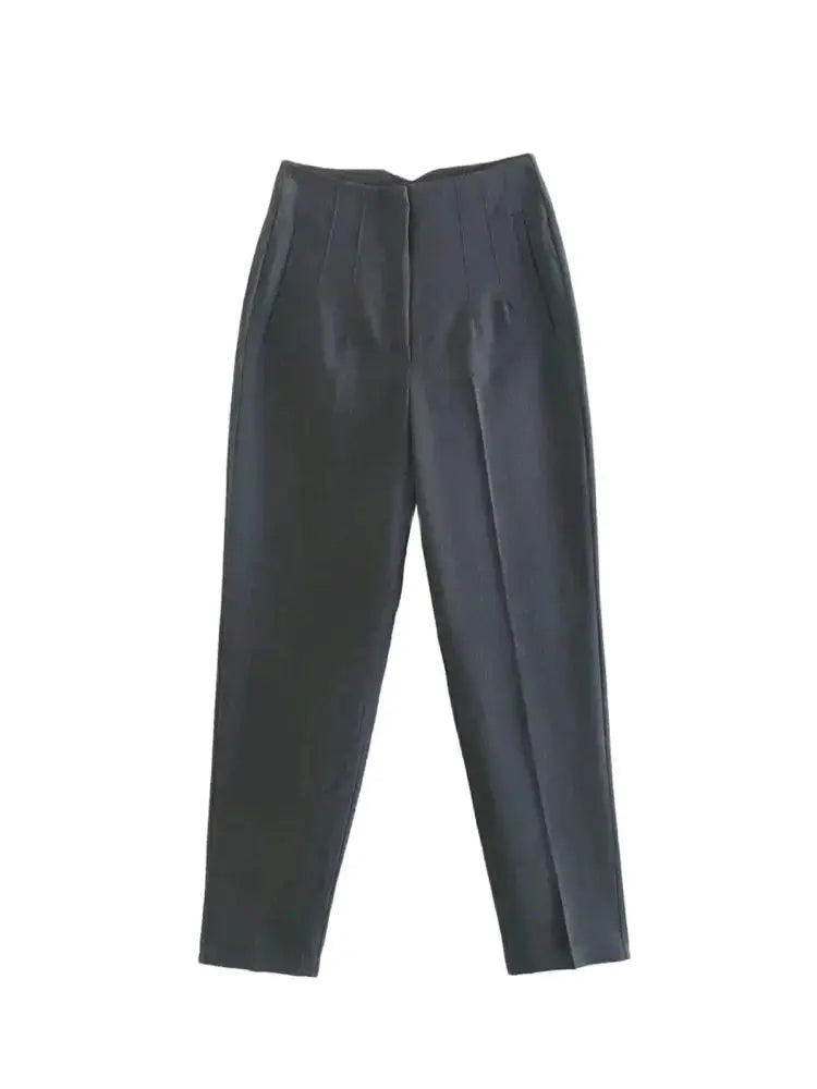 TRZA Women Office Wear Pants With Seam Detail High Waist