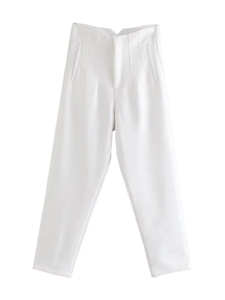 TRZA Women Office Wear Pants With Seam Detail High Waist