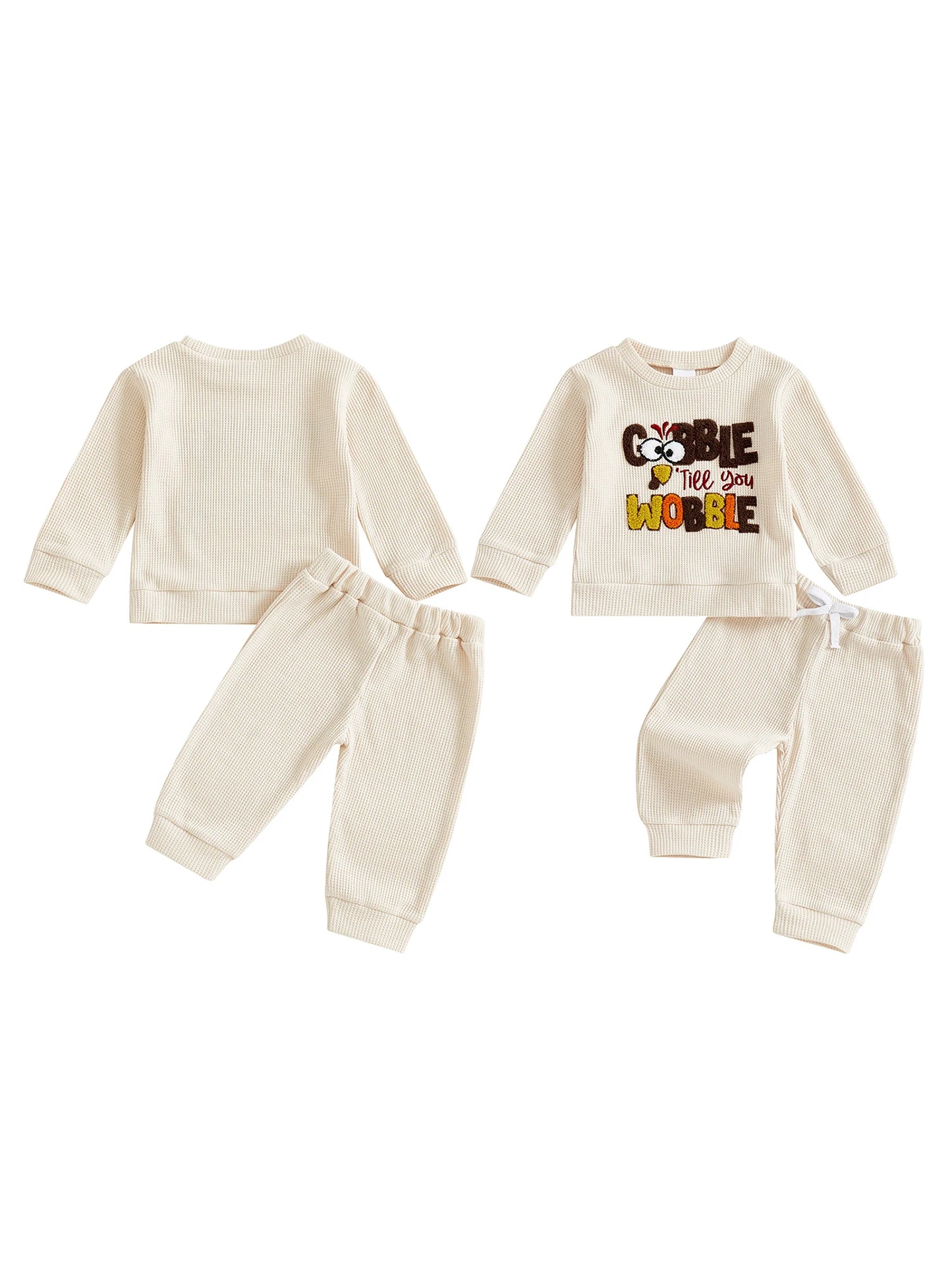 Thanksgiving Baby Girl Turkey Embroidered 2 Piece Set