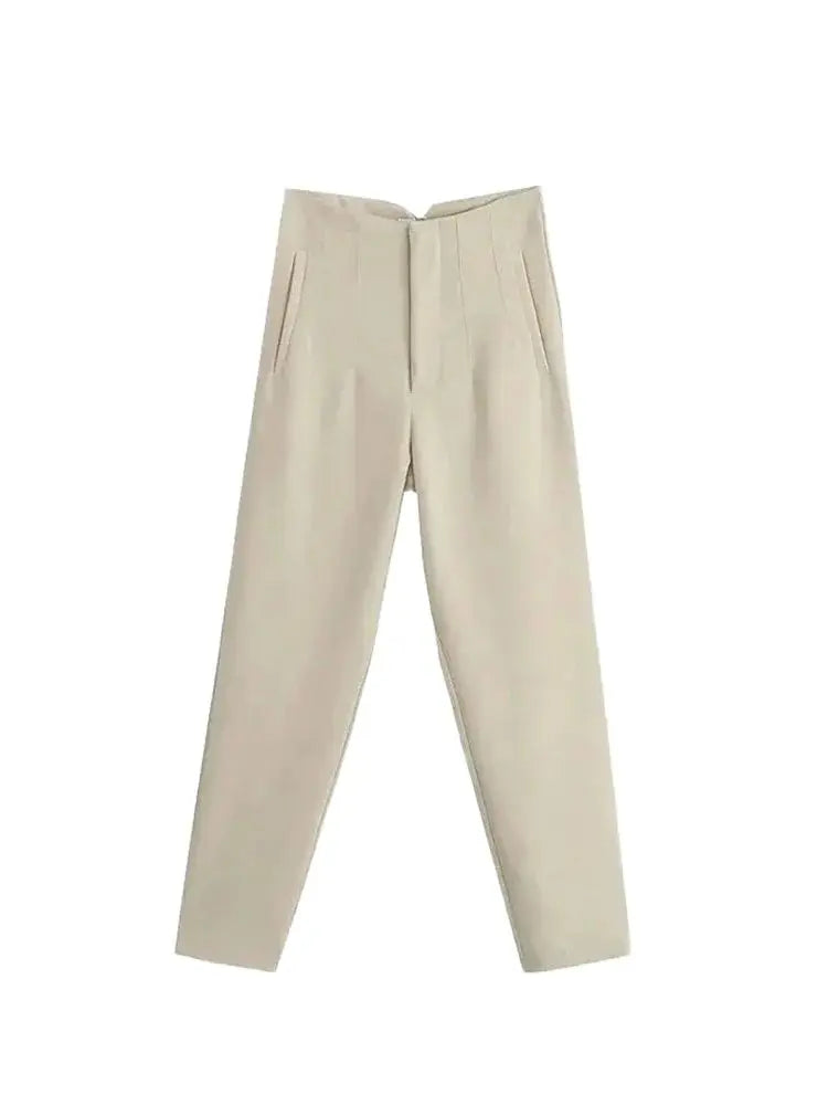 TRZA Women Office Wear Pants With Seam Detail High Waist