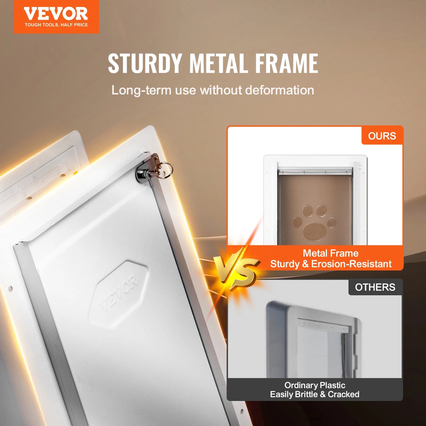 Weatherproof Metal Pet Door with Lock and Easy Installation