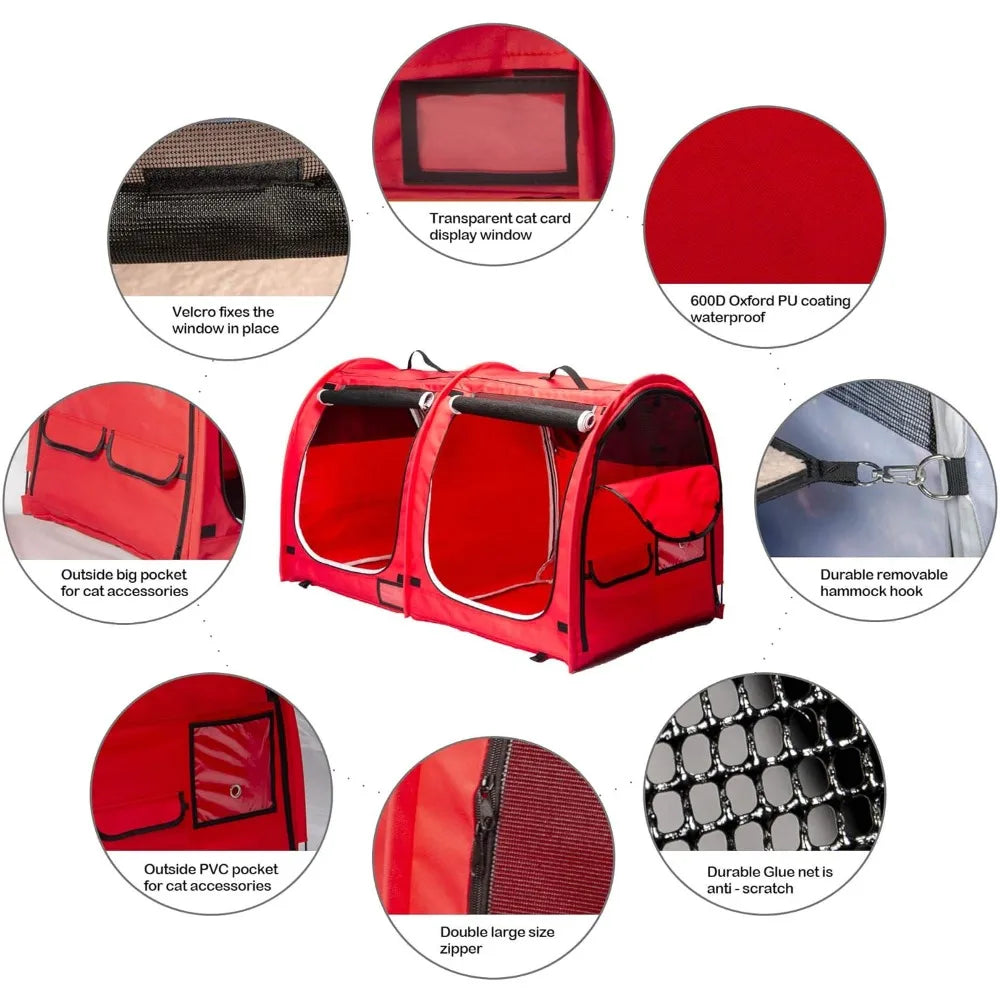 Mispace Portable Twin Compartment Cat Cage Condo