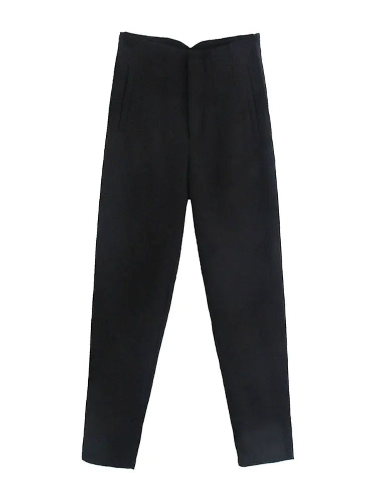 TRZA Women Office Wear Pants With Seam Detail High Waist
