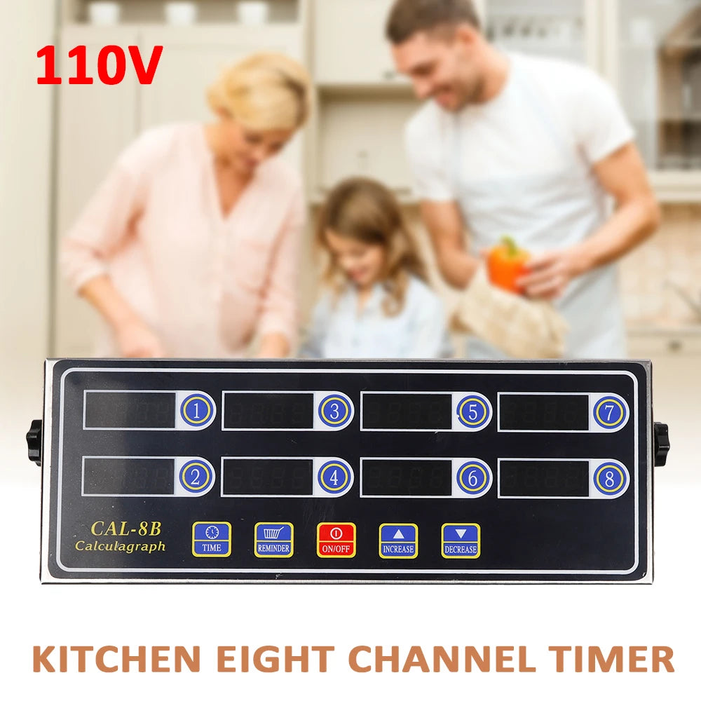 Stainless Steel Digital Cooking Timer With 8 Channels