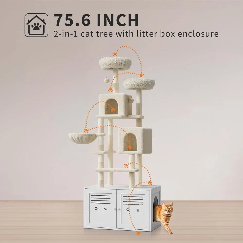 Hign-concerned Chemical Tall Cat Tree Litter Box Enclosure