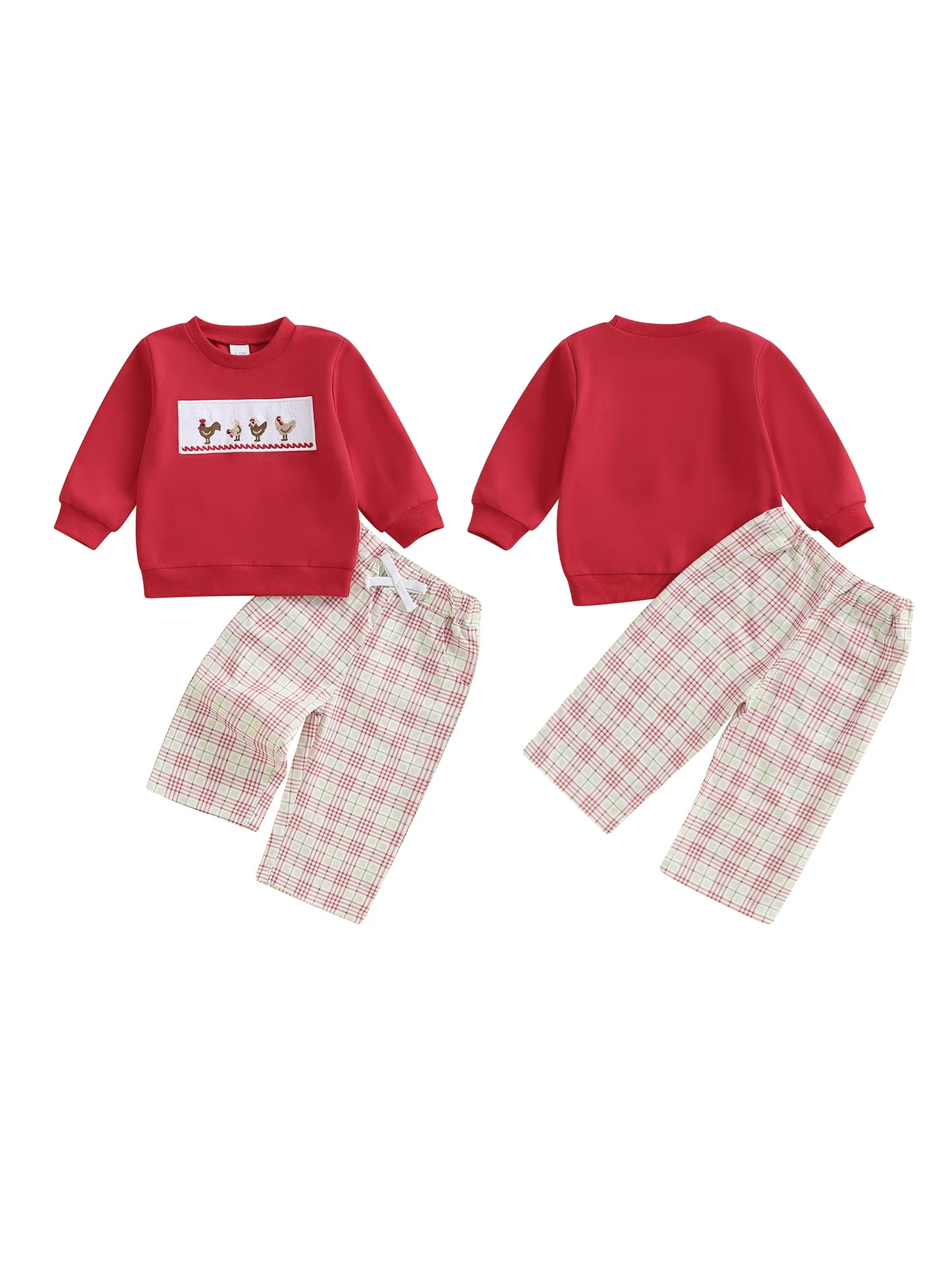 Emmababy Boys 2 Piece Outfit Chick Top And Plaid Pants