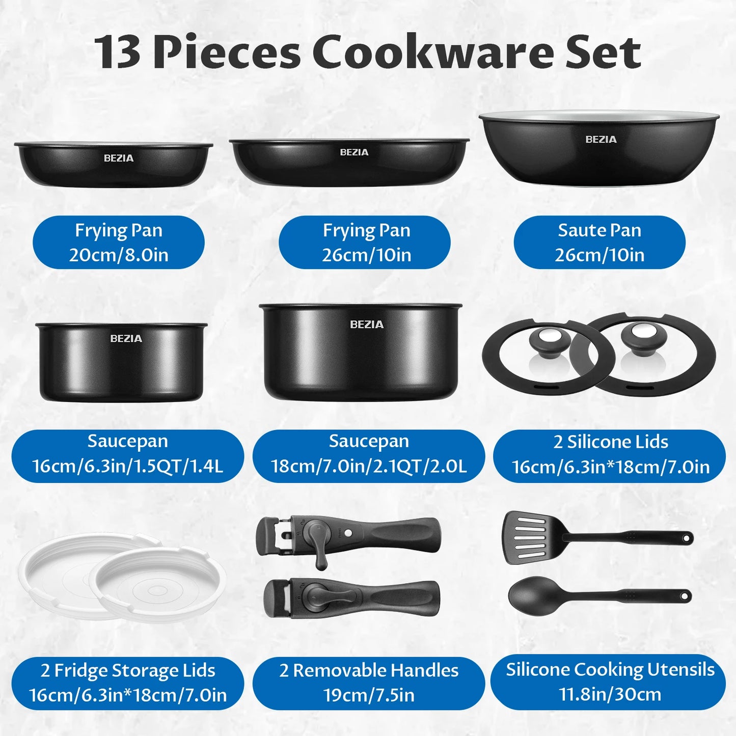 Feature Induction Cookware Set 13pc Detachable Handles