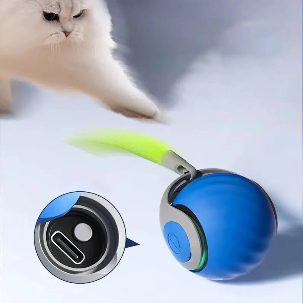 Automatic Moving Cat Toy Ball With USB Rechargeable Smart Features