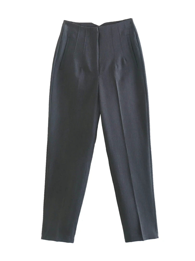 TRZA Women Office Wear Pants With Seam Detail High Waist