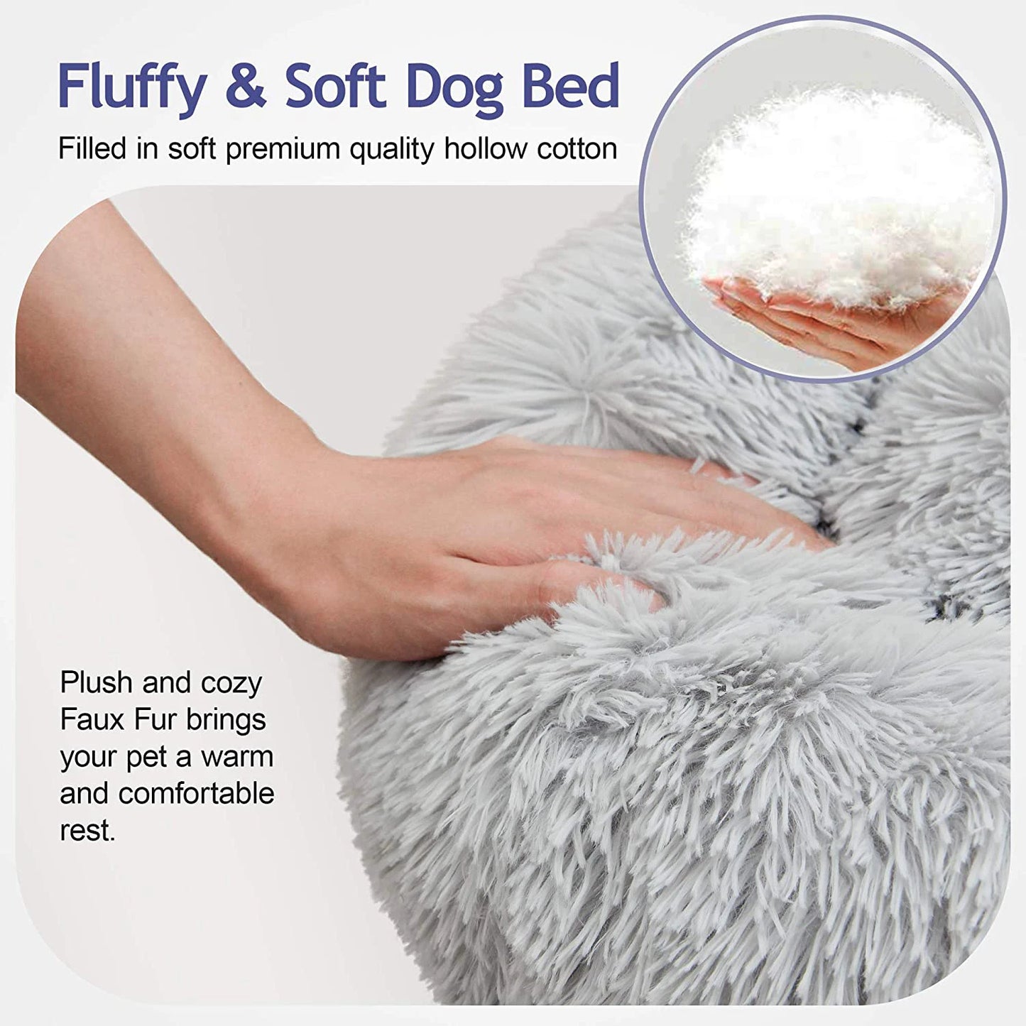 Donut Dog Bed Warm Plush Calming Kennel Sofa Cushion Pets
