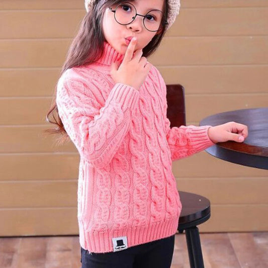 Closure Kids Girl Tricots Turtleneck Sweater Winter