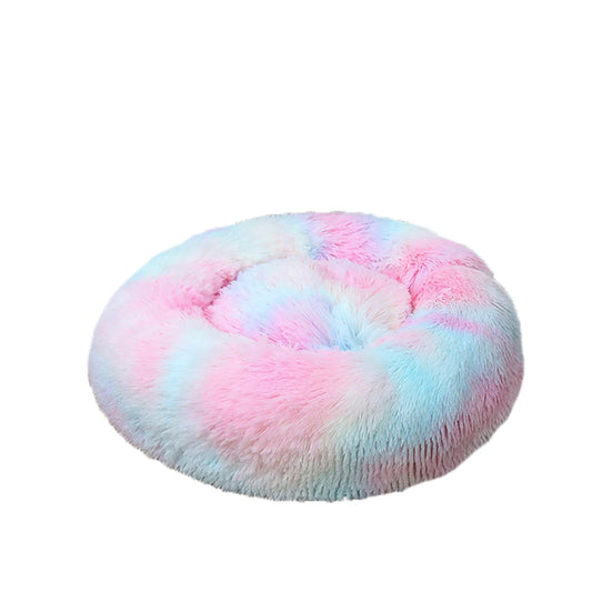 Donut Dog Bed Warm Plush Calming Cradle For Pets Cozy