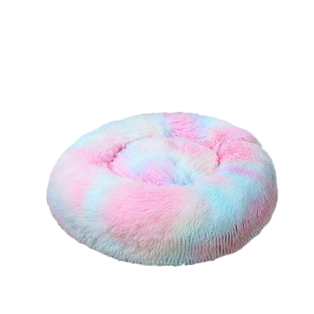 Donut Dog Bed Warm Plush Calming Sofa Cushion for Pets