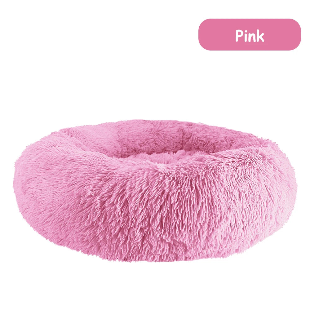 Donut Dog Bed Warm Plush Calming Cushion For Pets Winter