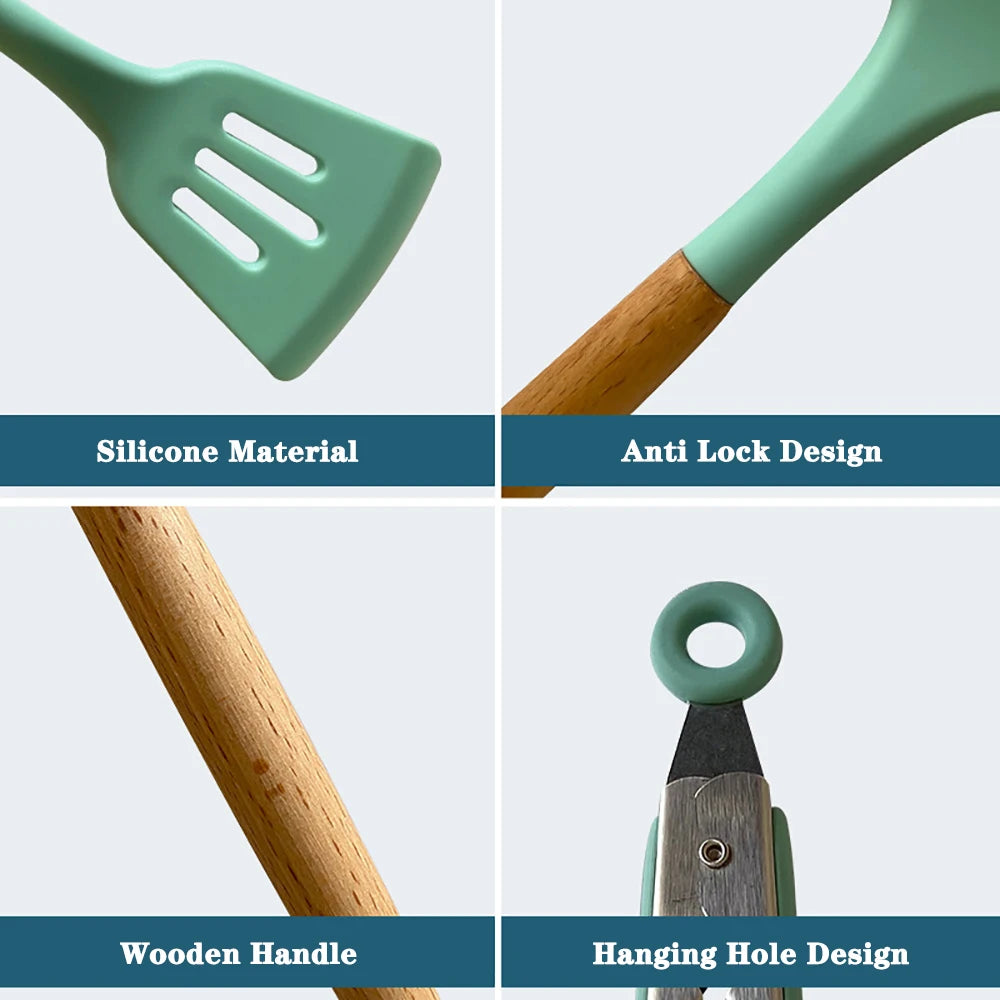 Feature Silicone Kitchen Utensils Set Nonstick Spatulas