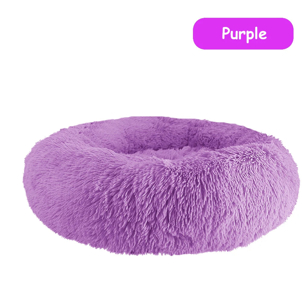 Donut Dog Bed Warm Plush Calming Cushion For Pets Winter