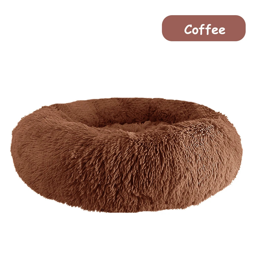 Donut Dog Bed Warm Plush Calming Kennel Sofa Cushion Pets
