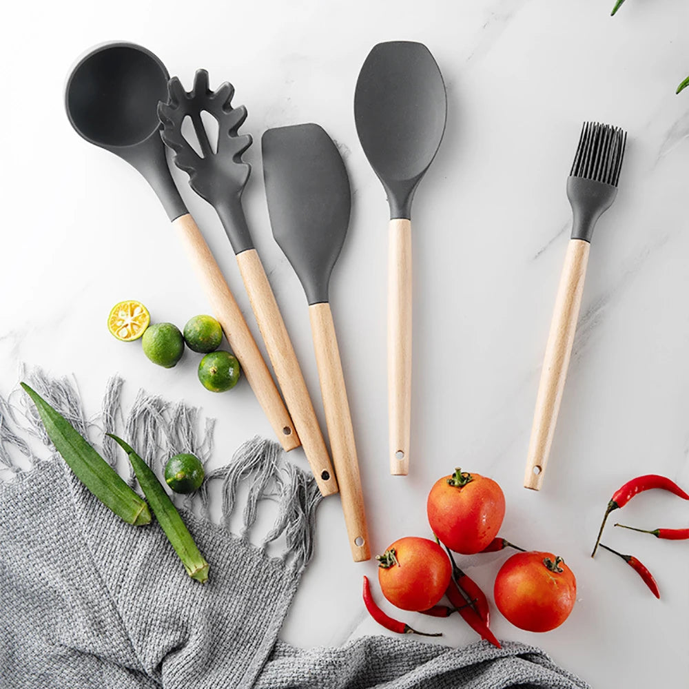 Feature Silicone Kitchen Utensils Set Nonstick Spatulas
