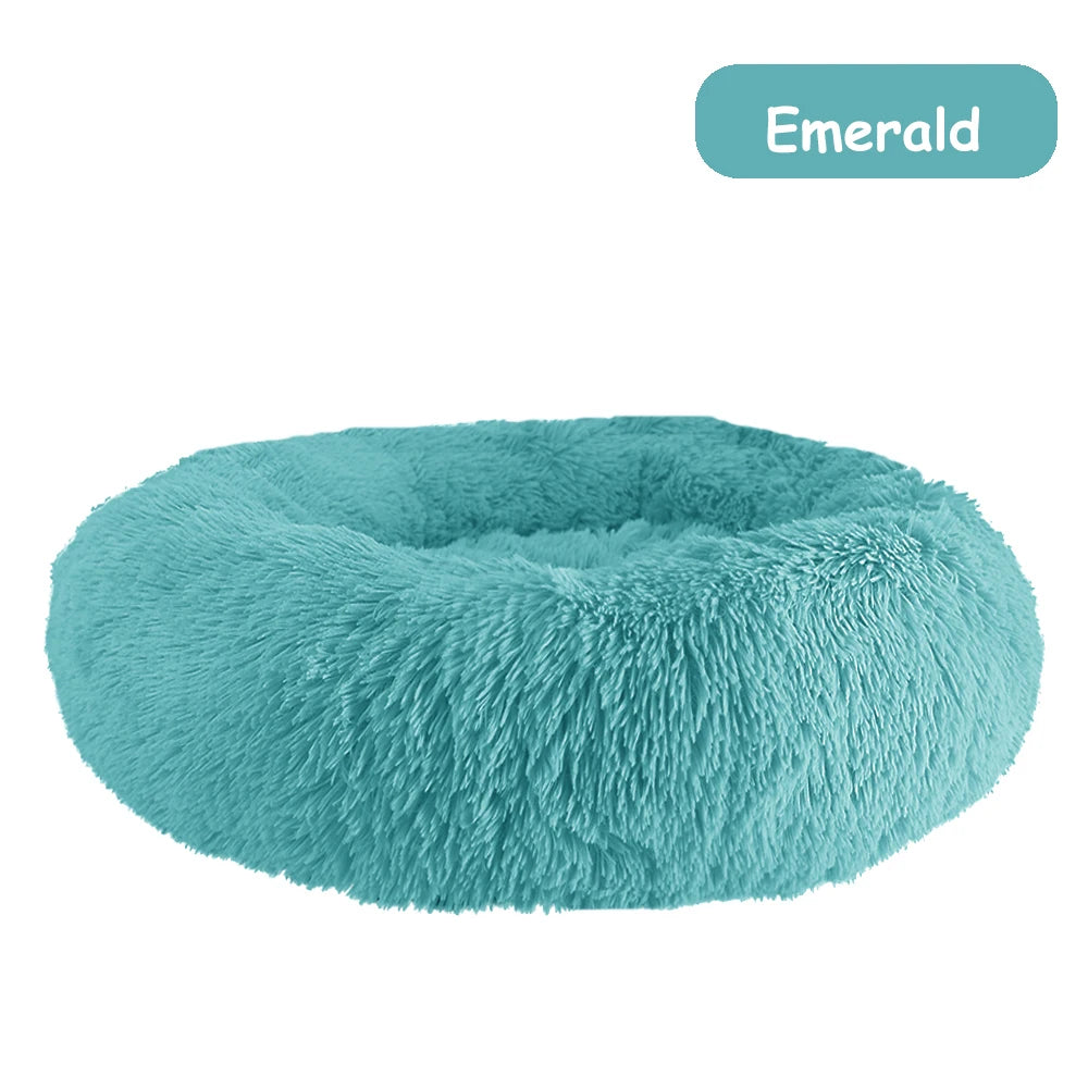 Donut Dog Bed Warm Plush Calming Cushion For Pets Winter