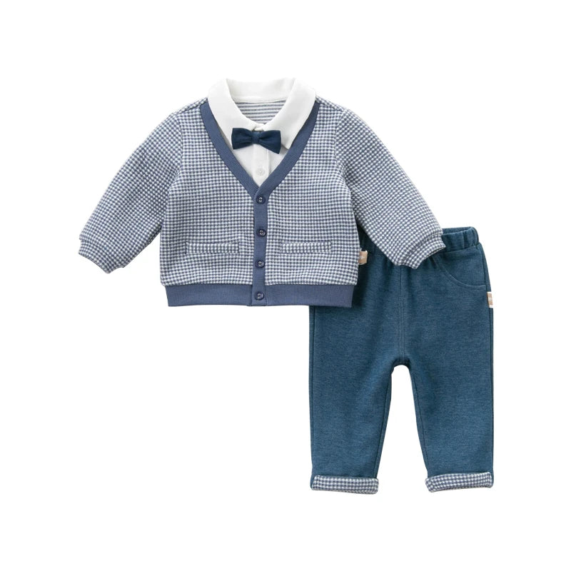 Dave Bella Boys Plaid Knit Two Piece Set Long Sleeve