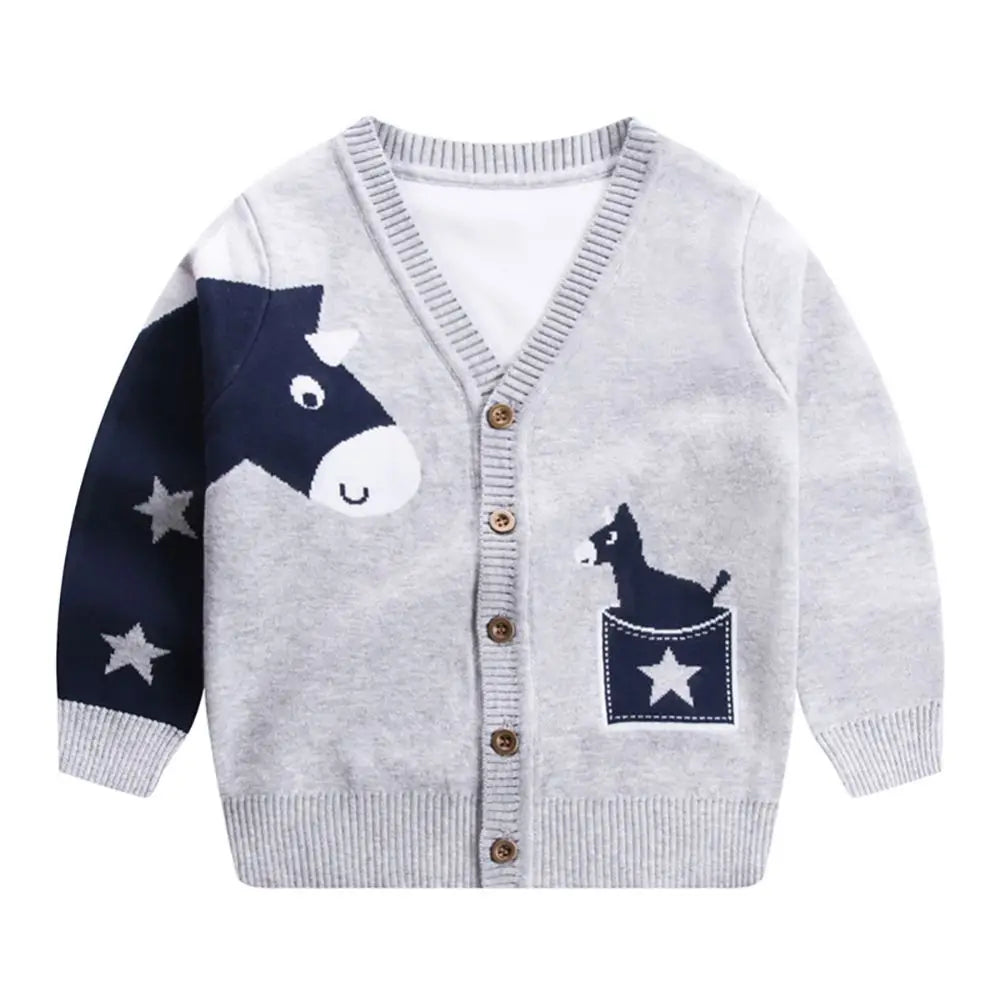 Jlong Spring Kids Baby Cardigan Coat Unisex Cotton V Neck