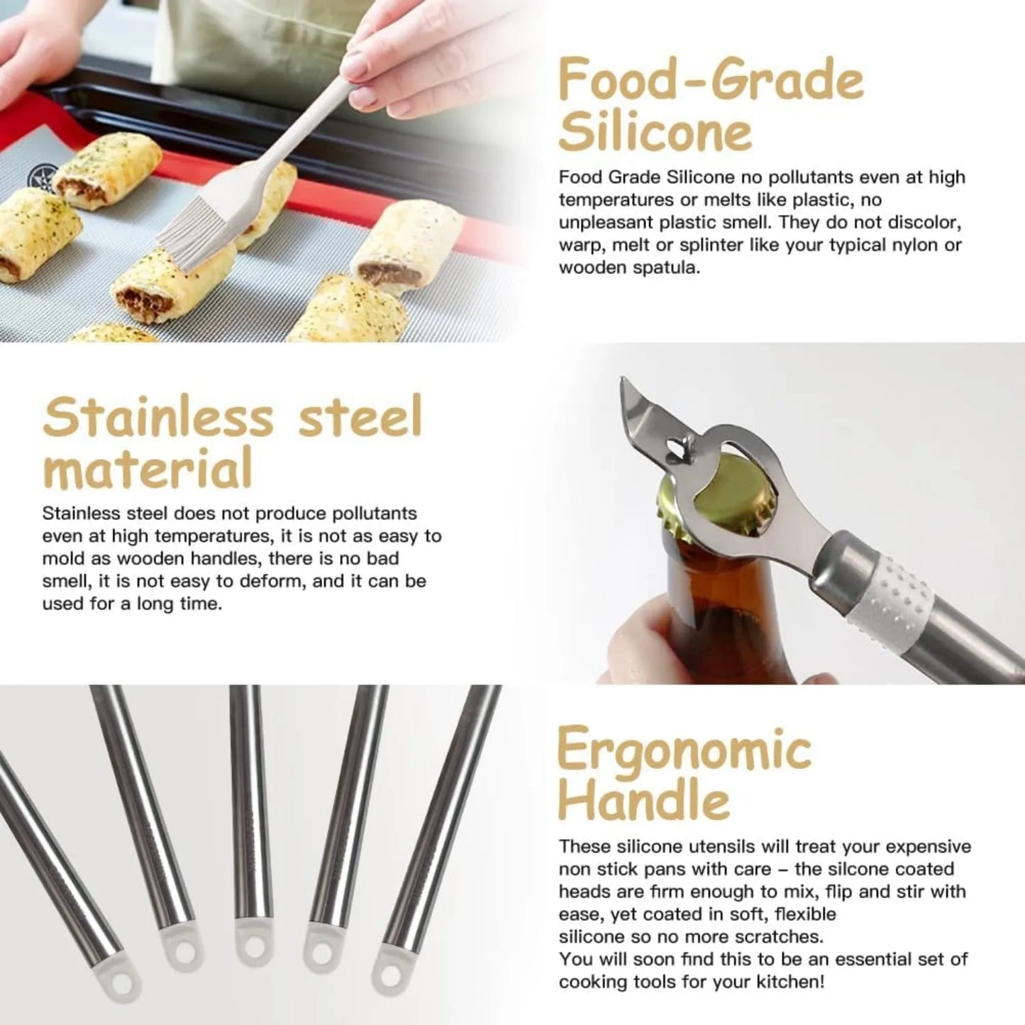 Hignconcerned 33 Piece Nonstick Cookware Utensil Set Silicone And Stainless Steel Spatulas For Cooking