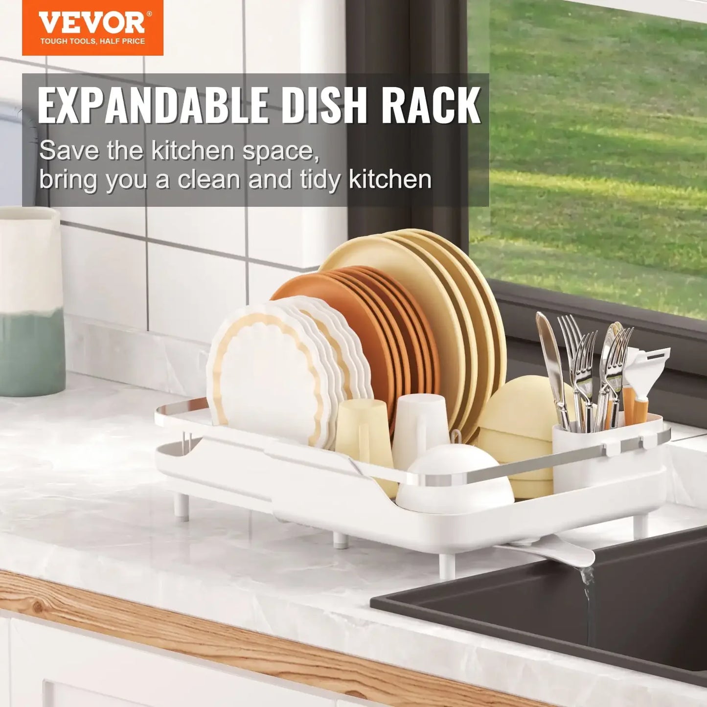 Expandable Dish Drying Rack Stainless Steel Utensil Holder