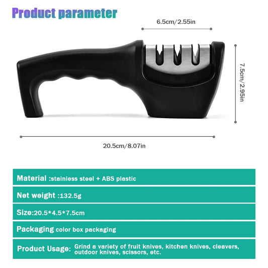 Handheld Knife Sharpener 3 Stage Tool Non Slip Base