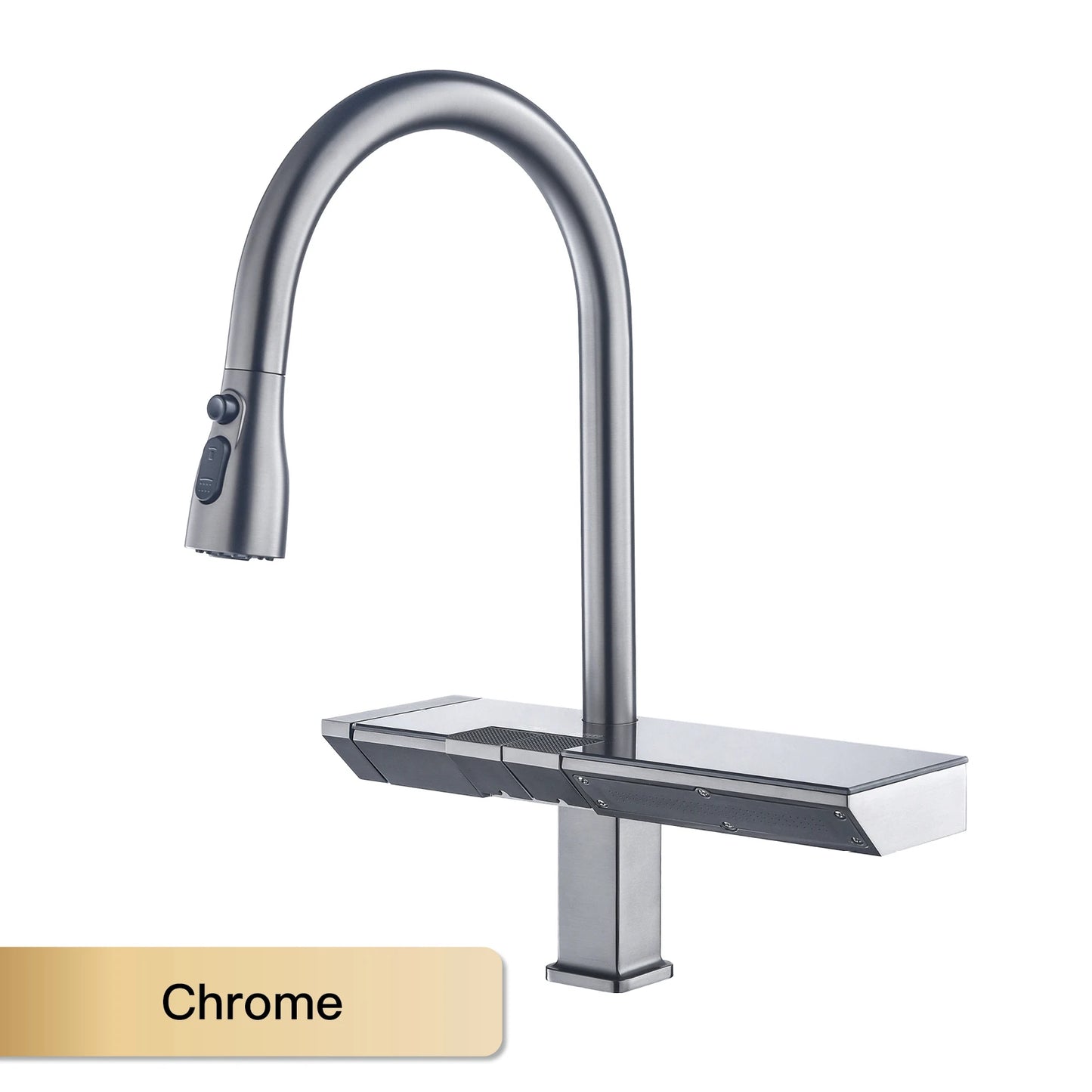 Luxury Brass Kitchen Faucet with Pull-Out Design and Waterfall Outlet