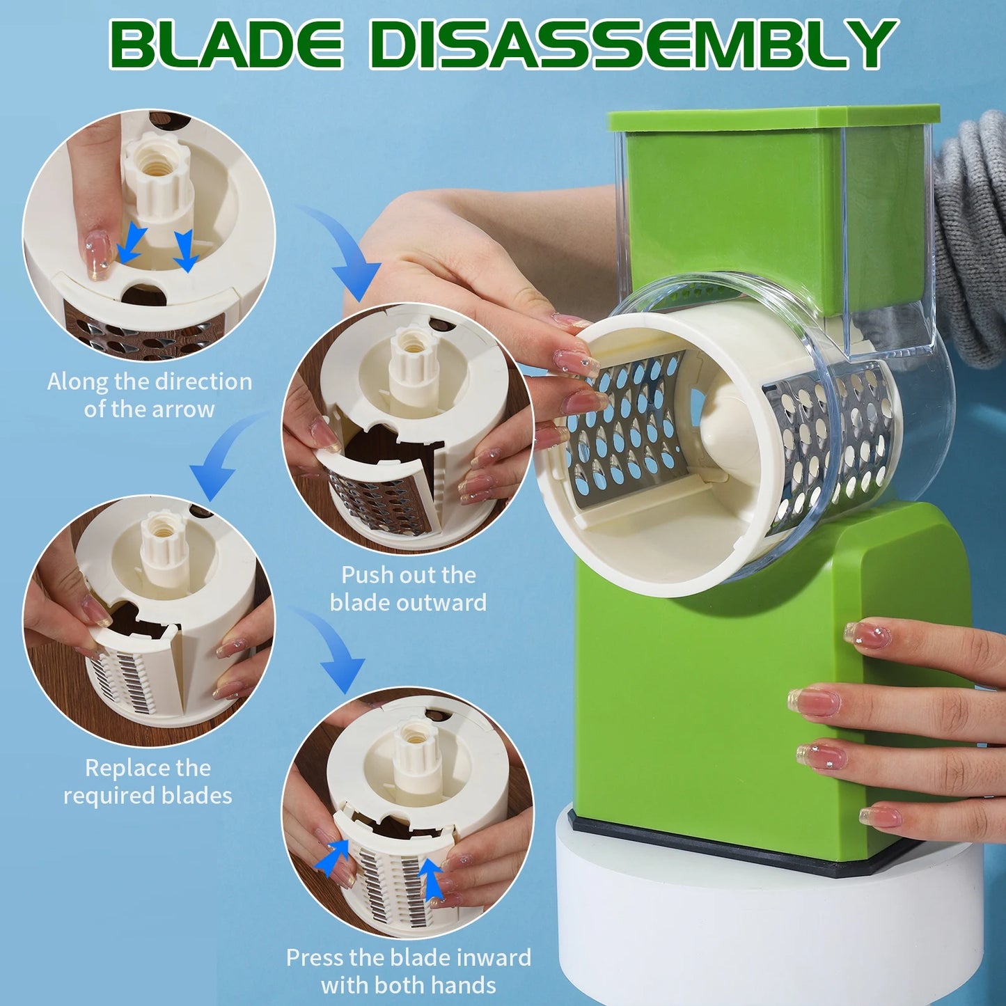 Three In One Rotary Cheese Grater And Vegetable Slicer