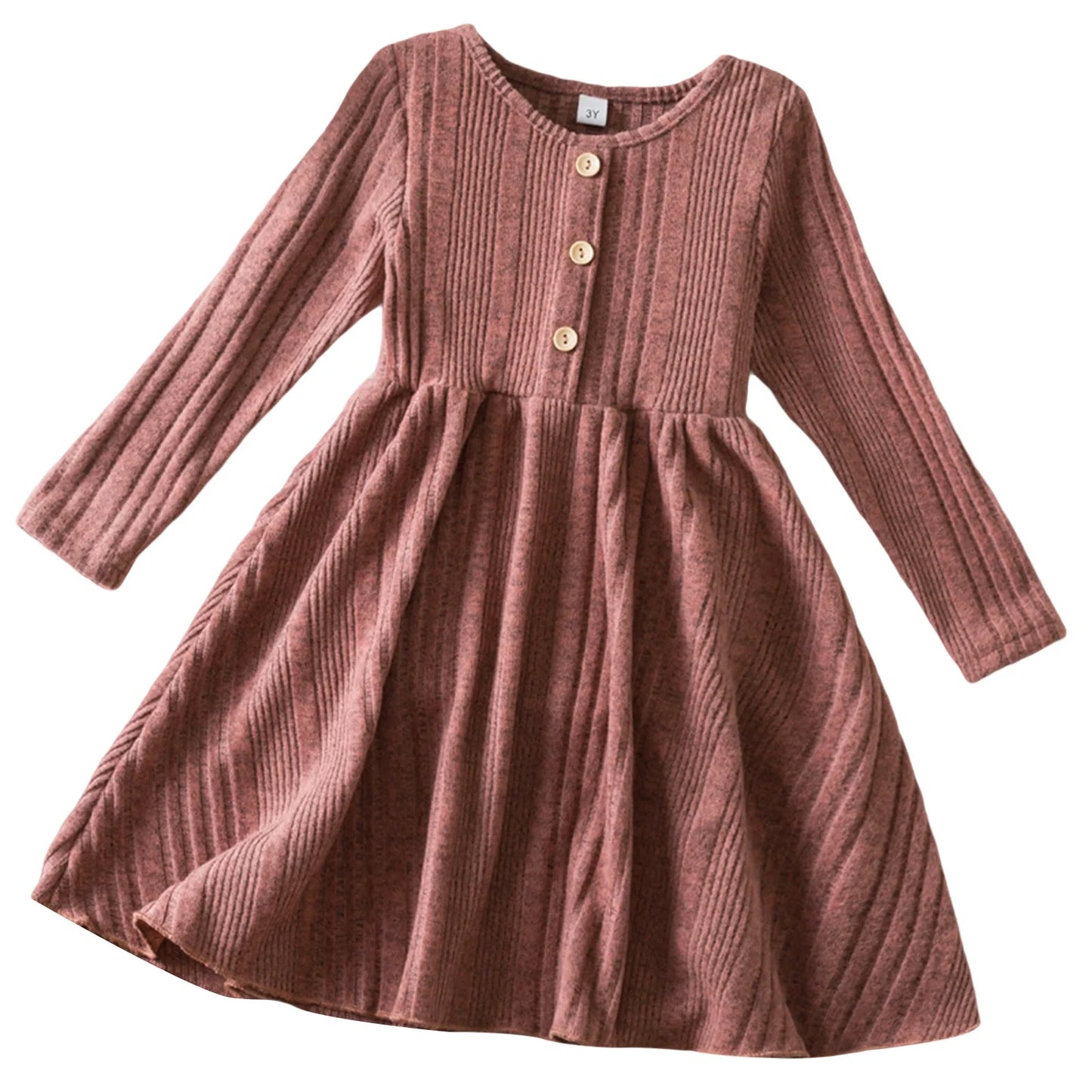 Emmababy Toddler Knit Dress With Embroidery And Ruffle Hem