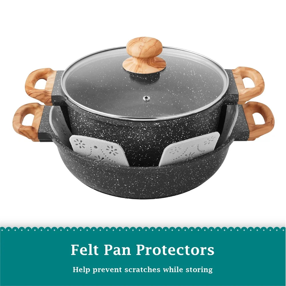 Prairie Cast Aluminum Cookware Nonstick Glass Lids Set
