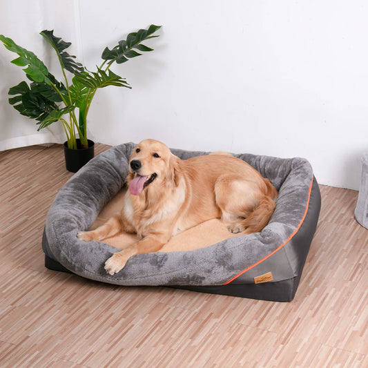 Orthopedic Memory Foam Dog Bed with Bolstered Edges
