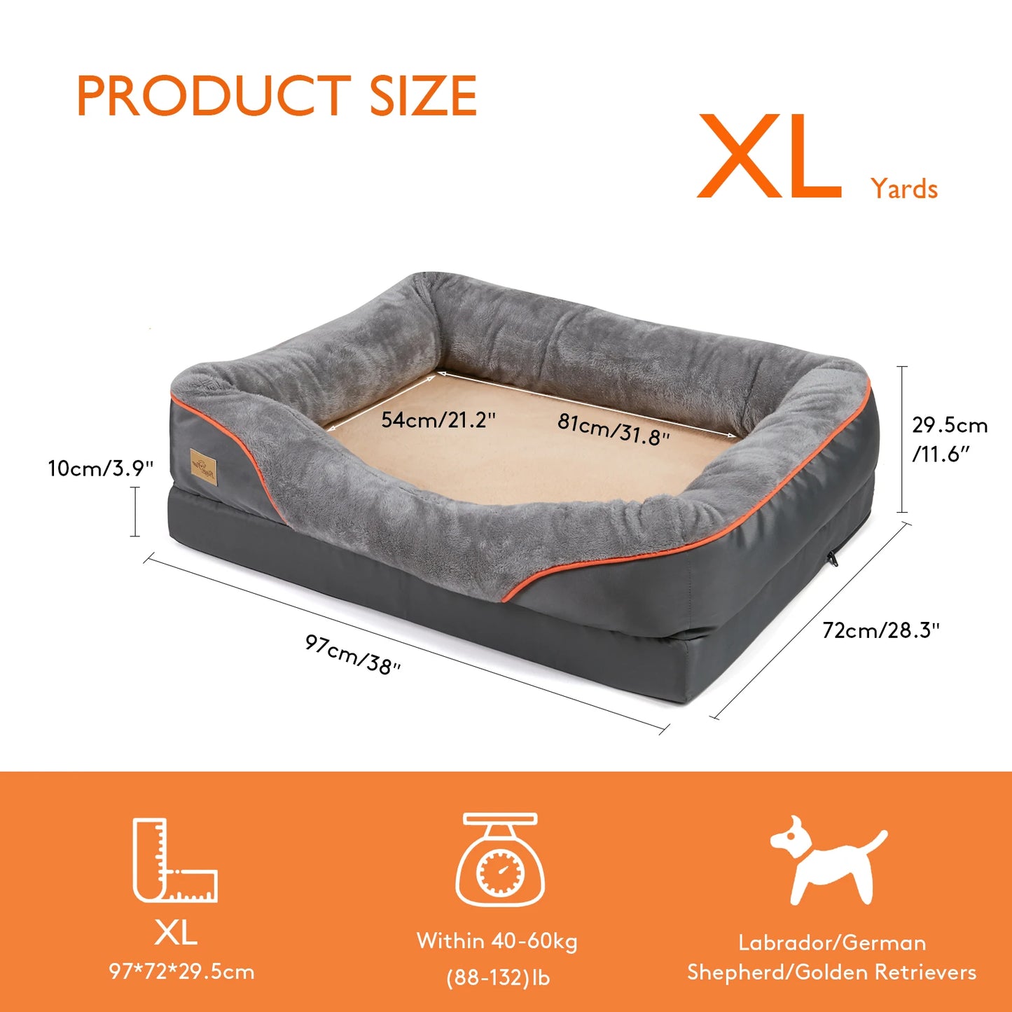 Orthopedic Memory Foam Dog Bed with Bolstered Edges