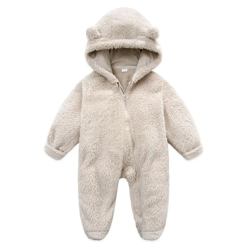 Velvet Hooded Baby Romper Jumpsuit For Newborns And Toddlers