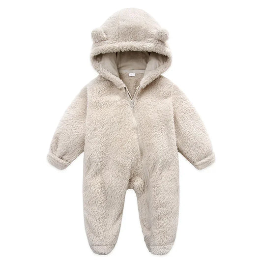 Velvet Hooded Baby Romper Jumpsuit For Newborns And Toddlers
