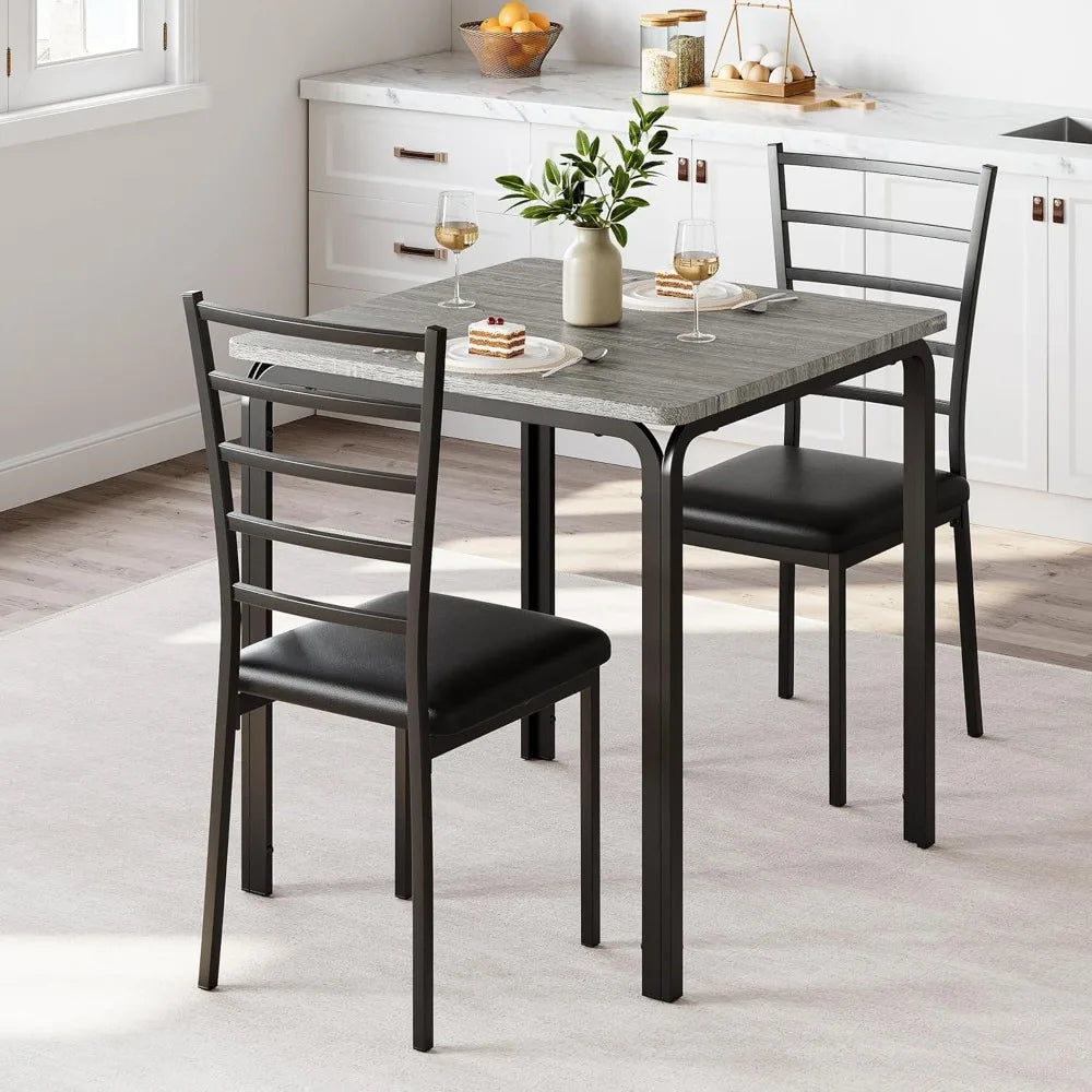 Modern Dining Set For Two With Metal Frame Wood Top