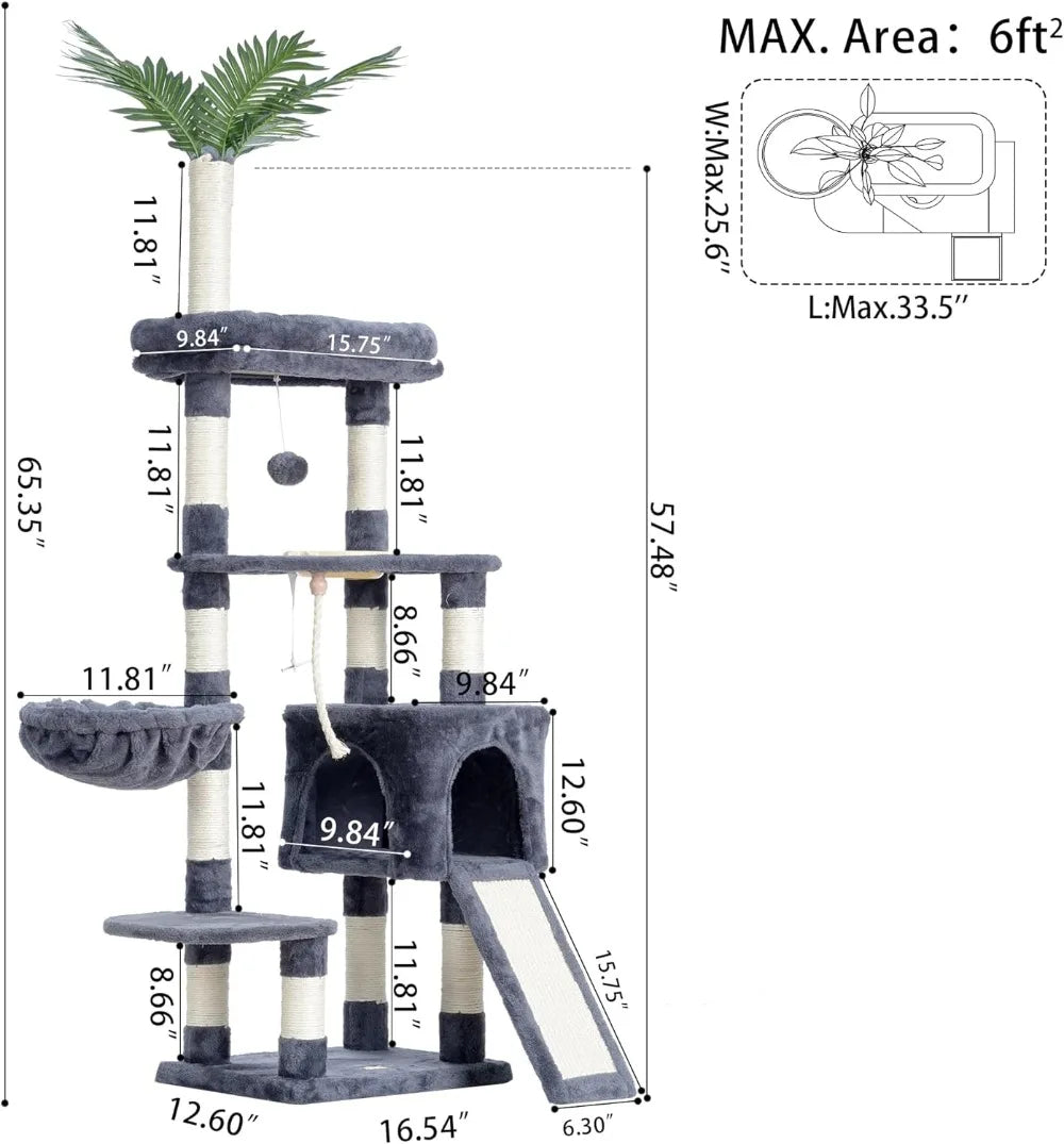 Tibet Cat Tree Tower For Indoor Cats With Plush Perches